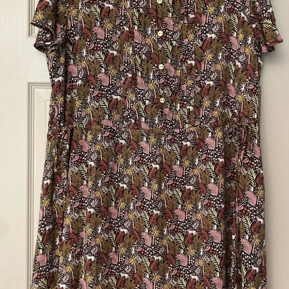 Loft Size XXL Paradise Jungle Print Button Front Side Tie Safari Dress NWT - Picture 8 of 8
